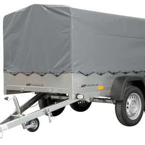 Remorque double essieux UNITRAILER 264/2 KIPP avec bâche grise et roue jockey