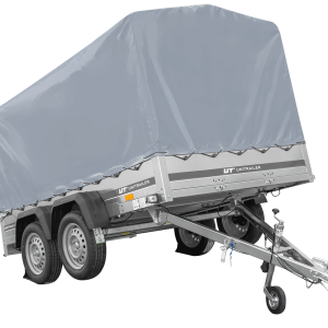 Remorque double essieux 264x150 UNITRAILER GARDEN 265/2 KIPP avec châssis H-1100 et bâche grise