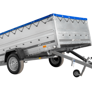 Remorque simple essieu 264x150 UNITRAILER GARDEN 265 KIPP avec ridelles BIS, châssis H-0 et bâche bleue