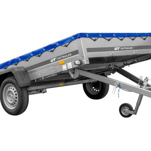 Remorque simple essieu 264x150 UNITRAILER GARDEN 265 KIPP avec châssis H-0 et bâche bleue