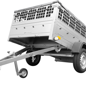 Remorque grillagée 200x125 Garden Trailer 201 KIPP avec bâche plate grise, tiges de support et roue jockey
