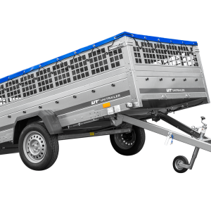 Remorque légère 264x150 UNITRAILER GARDEN 265 KIPP avec ridelles grillagées, châssis H-0 et bâche bleue